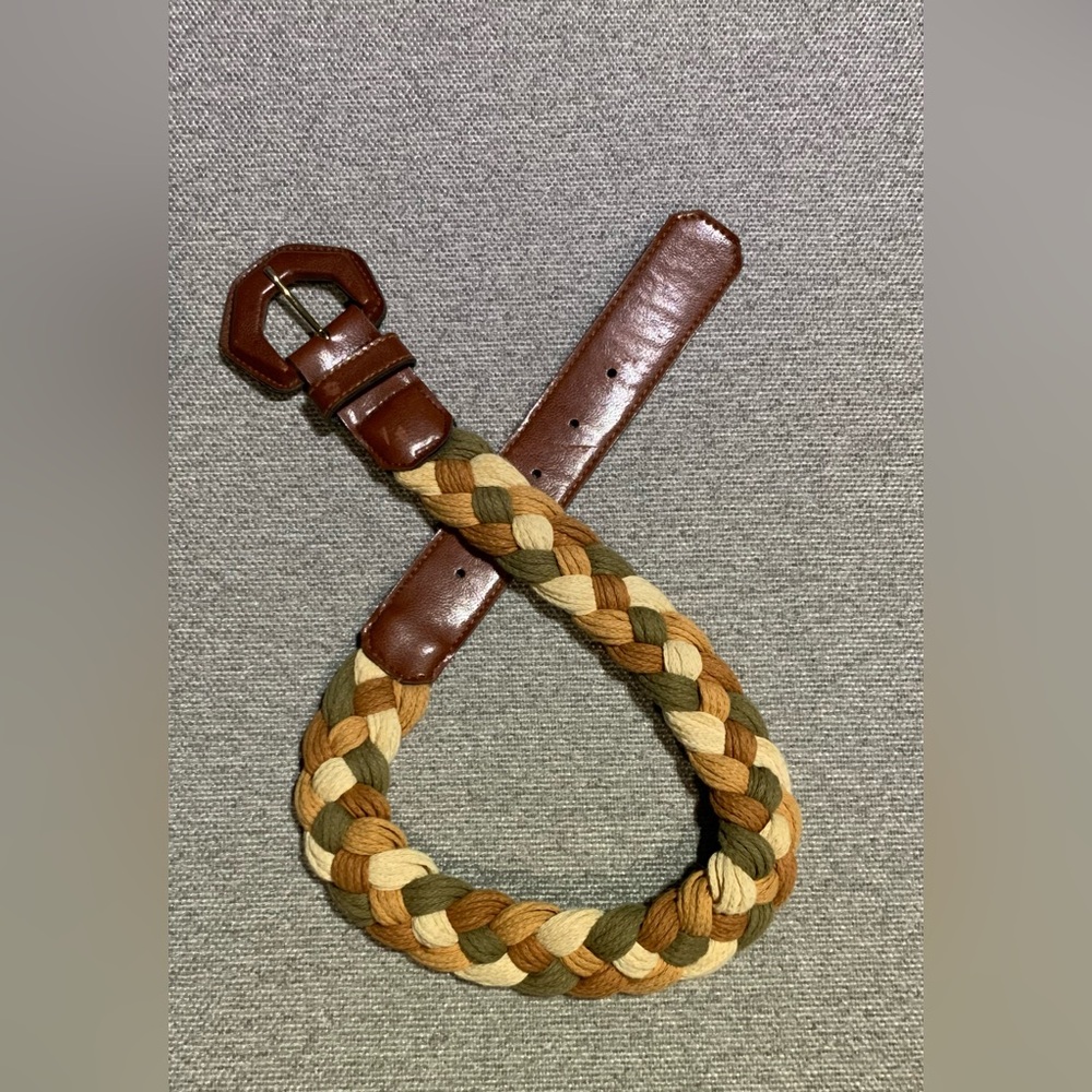 Express Boho Braided Belt Neutral Earthy Tones Made in Italy